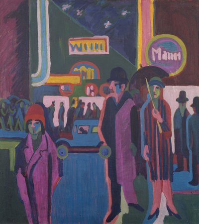 Straatbeeld bij nacht door Ernst Ludwig Kirchner