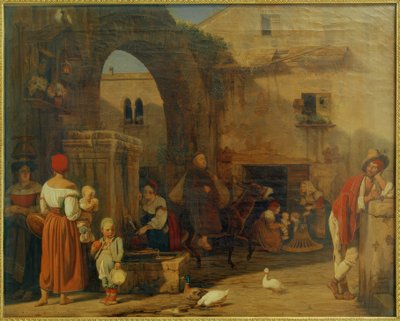 E.Meyer, Op het Marktplein en Fontein bij Tivoli door Ernst Meyer