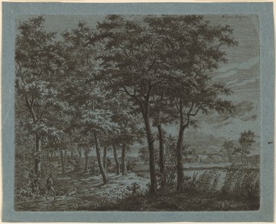 Landschap met een boer die brandhout draagt door Ernst Willem Jan Bagelaar