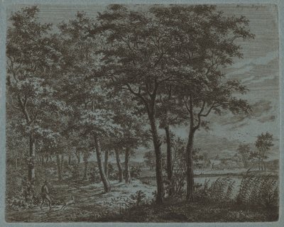 Landschap met een boer die brandhout draagt, ca. 1800 door Ernst Willem Jan Bagelaar