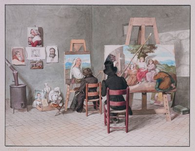 Bernhard Neher en Erwin Speckter in hun studio in Rome, door Erwin Speckter door Erwin Speckter