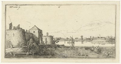 Fort met verdedigingswerken van Tholen aan de Schelde door Esaias van de Velde