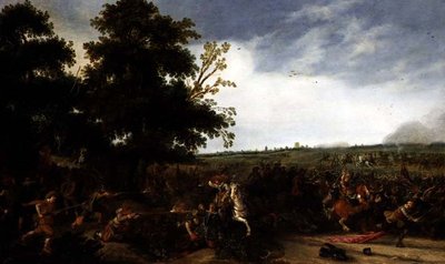 Infanterie vecht tegen Cavalerie, 1630 door Esaias van de Velde
