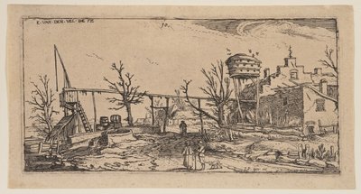Landschap met een brouwerij, van Landschappen door Esaias van den Velde I