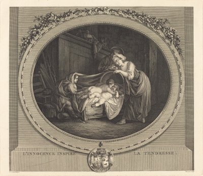 De onschuld inspireert tederheid door Etienne Claude Voysard after Jean Honoré Fragonard