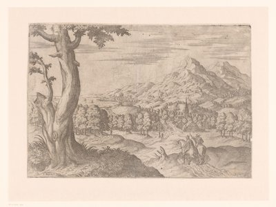 Landschap met twee ruiters door Etienne Duperac