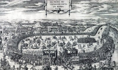 Dupérac Feest van Testaccio 1554 door Etienne Duperac