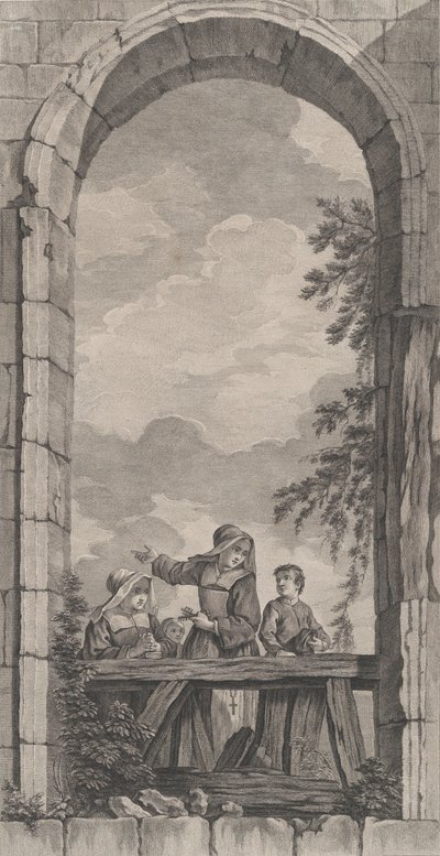 De Kapel van de Enfants-Trouvés in Parijs: Religieuzen en jongetjes kijken naar de kribbe..., 1757 door Etienne Fessard