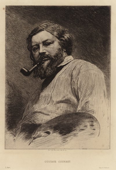 Gustave Courbet, Franse schilder van de Realistische beweging. Ets door Etienne Gabriel Bocourt door Etienne Gabriel Bocourt