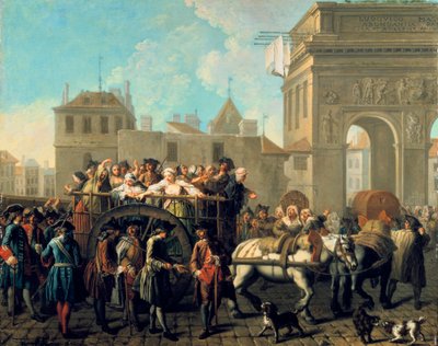 Transport van Prostituees naar de Salpêtrière, ca. 1760-1770 door Étienne Jeaurat
