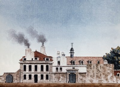 Necker ziekenhuis in 1818 - vignette gegraveerd door J.E. Thierry, Archieven van Openbare Hulp door Etienne Jules Thierry