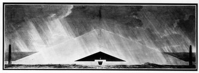 Grafmonument karakteriserend de schaduwarchitectuur door Etienne Louis Boullee