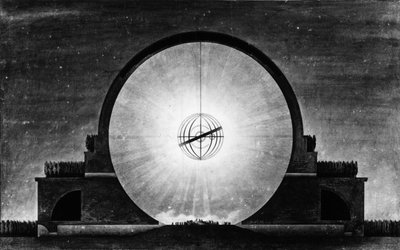 Newton cenotaaf, dag effect gesneden - E.L. Boullée door Etienne Louis Boullee