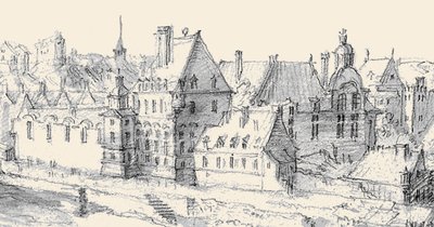 Martellange, Gezicht op Parijs 1620 - Ashmolean Museum (detail met Hôtel de Nevers) (aangepast) door Etienne Martellange