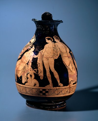 Etruskische beschaving: terracotta oenochoe versierd door het atelier van de schilder van Alcesti door Etruscan
