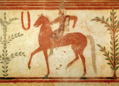 Ruiter, rechterkant, uit het graf van de Baron, c.500 v.Chr. door Etruscan