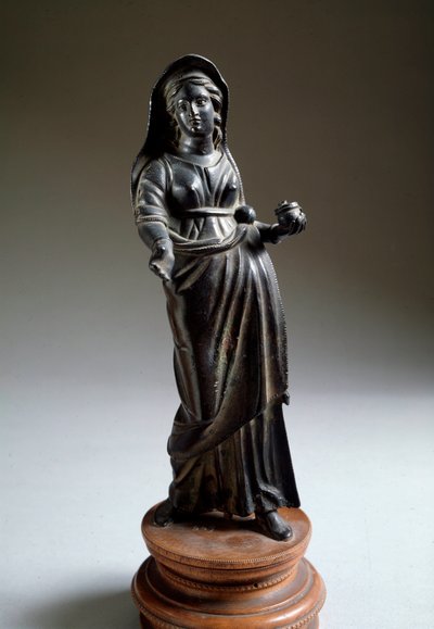 Etruskische beschaving: offerfiguur bronzen beeldhouwwerk, afkomstig uit Montalcino, Italië 300 v.Chr. Dim 26 cm Florence, Museo Archeologico door Etruscan Etruscan