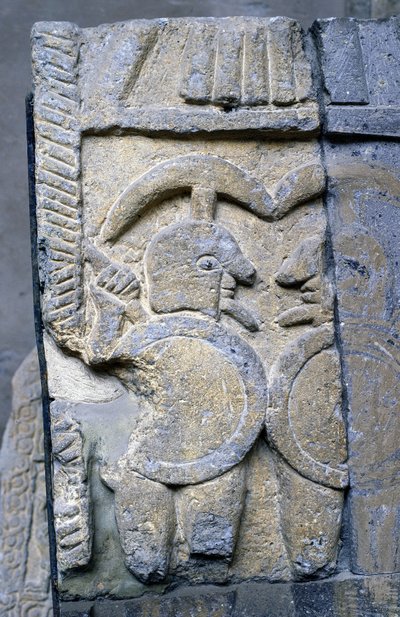 Etruskische krijger op een sarcofaag van het Nationaal Museum van Tarquinia. door Etruscan Etruscan