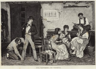 Een kleermaker in Venetië door Eugen von Blaas
