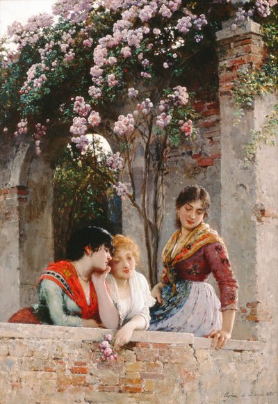 Op het terras door Eugen von Blaas