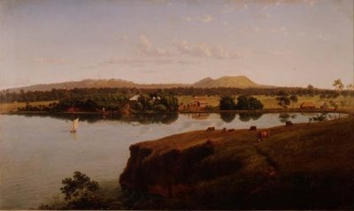 Uitzicht op Purrumbete Station naar het noordwesten. Mt. Leura en Mt. Sugarloaf in de verte, Australië door Eugen von Guerard