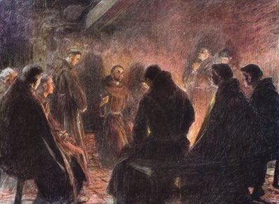 Sint Franciscus en de Broeders Spreken over God door Eugene (after) Burnand