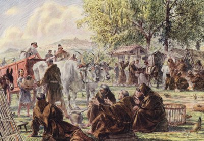 Het kapittel bij St. Maria van de Engelen nabij Assisi door Eugene (after) Burnand