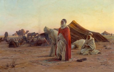 Tent in de woestijn. Het gebed. Detail. Schilderij door Eugene Alexis Girardet (1853-1907) 19e eeuw Bayonne, Musée Bonnat door Eugene Alexis Girardet