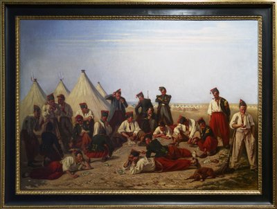 Het loterijspel op het kamp van Chalons door Eugene Bellanger