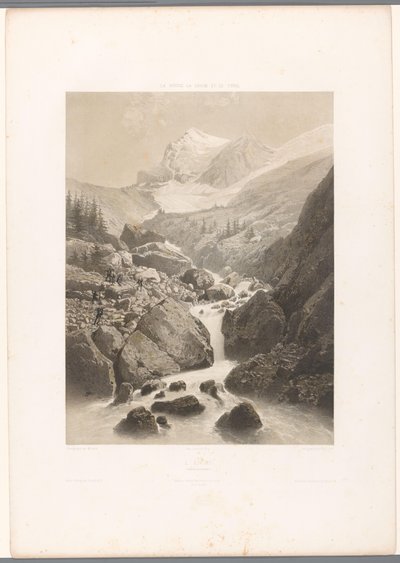 Berglandschap met zicht op de Eiger door Eugene Ciceri
