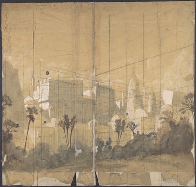 Ontwerp voor een toneeldecor in de Opéra, Parijs, 1828-90 door Eugene Ciceri