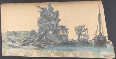 Ontwerp voor een toneeldecor in de Opéra, Parijs, 1830-90 door Eugene Ciceri