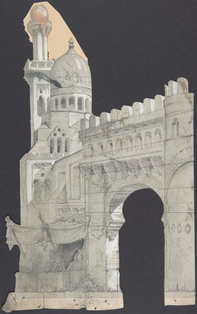 Ontwerp voor een Toneelset in de Opéra, Parijs, 1830-90. door Eugene Ciceri