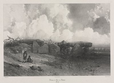 Pittoreske en romantische reizen in het oude Frankrijk: Bretagne: Dolmen van Parc-ar-Colmen door Eugene Ciceri