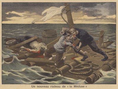 Een nieuw vlot van de Medusa (kleur litho) door Eugene Damblans