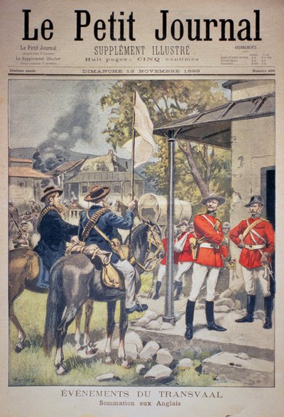 Gebeurtenissen in de Transvaal: Oproep aan de Engelsen, voorpagina van Le Petit Journal, 12 november 1899 door Eugene Damblans