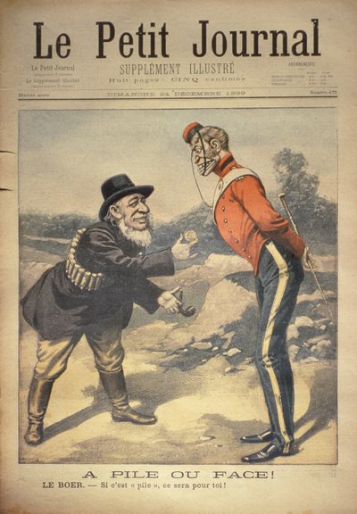 Kop of Munt! De Boer: Als het munt is, is het voor jou!, voorpagina van Le Petit Journal, 24 december 1899 door Eugene Damblans