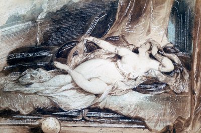 Odalisque Couchee, ca. 1815-1865 door Eugene Deveria