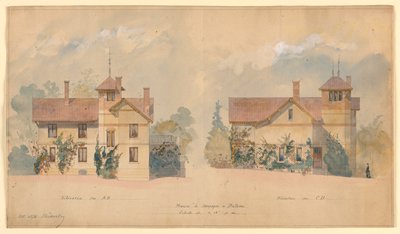 Architectonisch project voor het huis van P.J. Hetzel door Eugene Emmanuel Viollet le Duc
