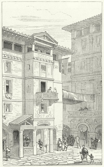 Straat in het oude Rome door Eugene Emmanuel after Viollet le Duc