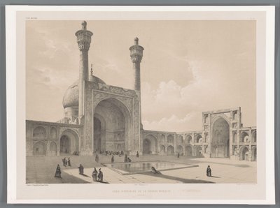 Binnenplein van de Vrijdagmoskee van Isfahan door Eugene Flandin