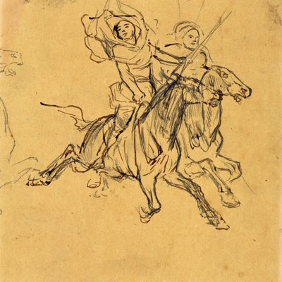 Studie von zwei Reitern door Eugène Fromentin