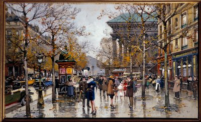 Uitzicht op de boulevard des Italiens in Parijs. door Eugene Galien Laloue
