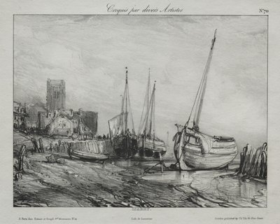 Vissersboten langs het Strand door Eugene Isabey