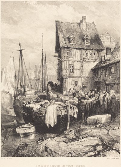 Interieur van een haven door Eugene Isabey