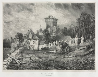 Schilderachtige en romantische reizen in het oude Frankrijk: Auvergne (vol. II): Pesteil Kasteel in Polminhac, Plaat 202 door Eugene Isabey