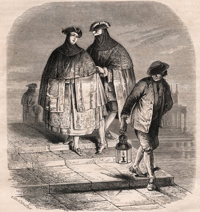 De Lantaarn Deur in Venetië in de 18e eeuw - Tekening door Viollat door Gaetano Zompini (1700-1778) - De Beroepen van Venetië door Eugene Joseph (after) Viollat