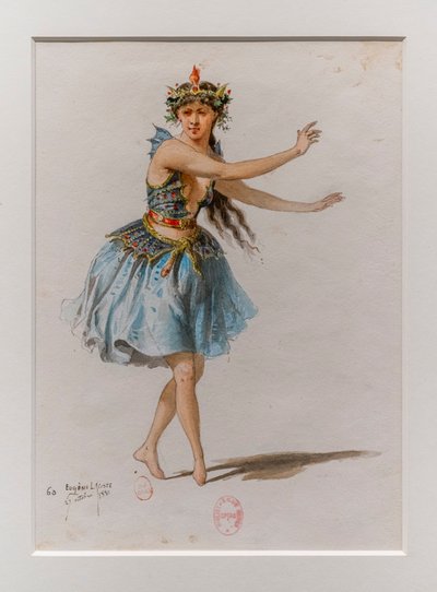De Korrigane. Ballet van Charles-Marie Widor, kostuumontwerp. 1880, pen, aquarel en gouache op papier. door Eugene Lacoste