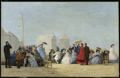 Strand bij Trouville, 1864 door Eugene Louis Boudin