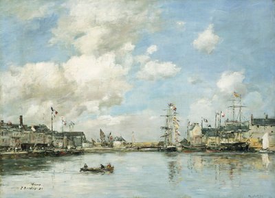 Fécamp, het bassin door Eugene Louis Boudin